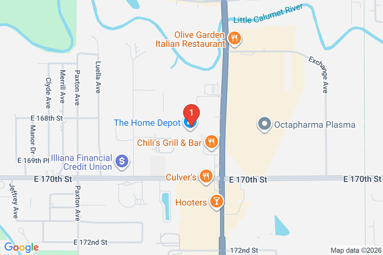 Map showing HOME DEPOT #1909 location