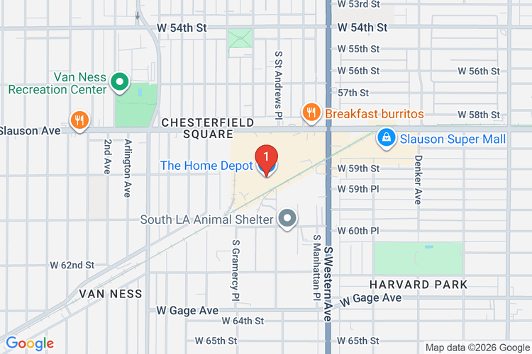 Map showing HOME DEPOT #1039 location