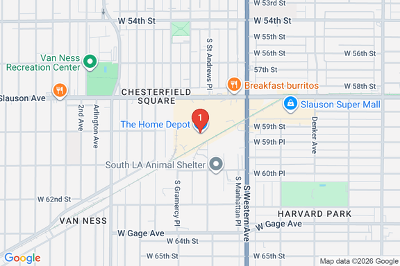 Map showing HOME DEPOT #1039 location