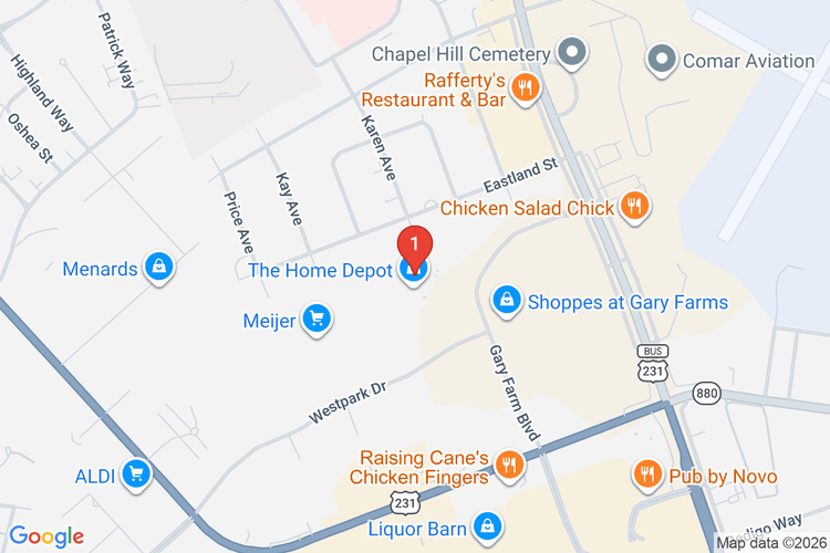 Map showing HOME DEPOT #2318 location