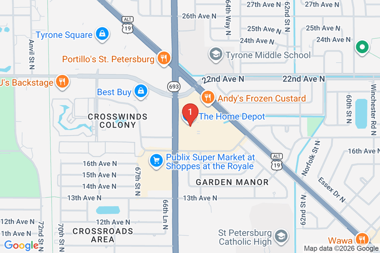 Map showing HOME DEPOT #6364 location