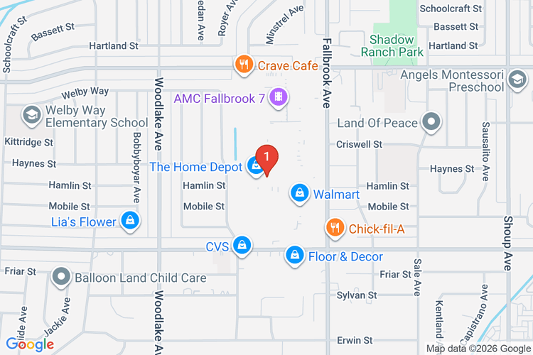 Map showing HOME DEPOT #1070 location