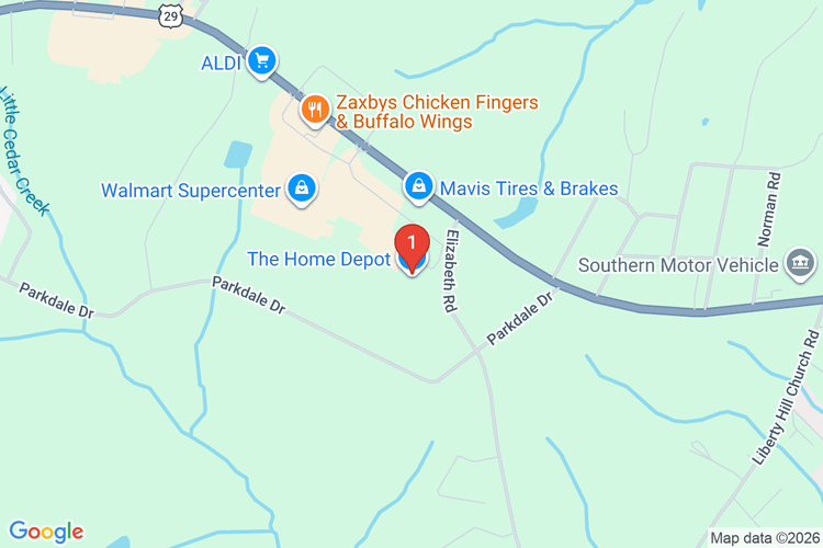 Map showing HOME DEPOT #1748 location