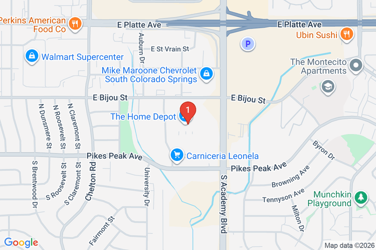 Map showing HOME DEPOT #1504 location