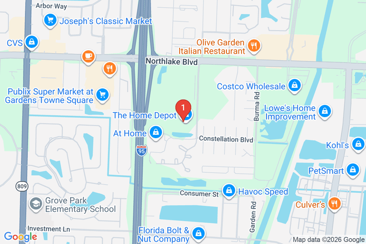 Map showing HOME DEPOT #0220 location