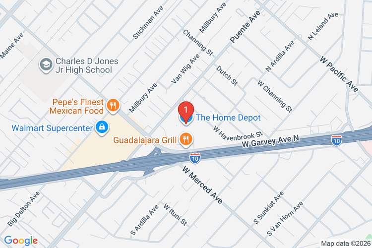 Map showing HOME DEPOT #6663 location