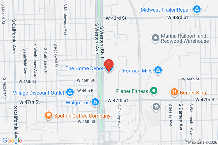 Map showing HOME DEPOT #1986 location