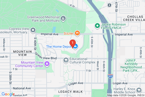 Map showing HOME DEPOT #1032 location