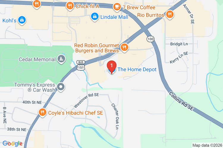 Map showing HOME DEPOT #2108 location