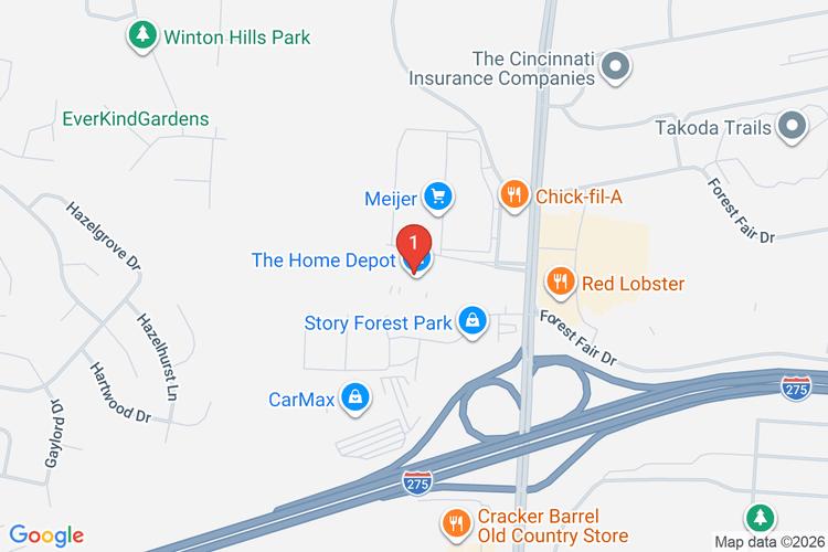 Map showing HOME DEPOT #3821 location