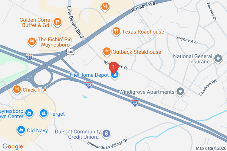Map showing HOME DEPOT #4654 location
