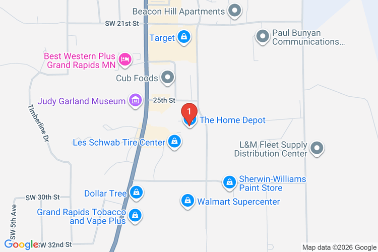Map showing HOME DEPOT #2834 location