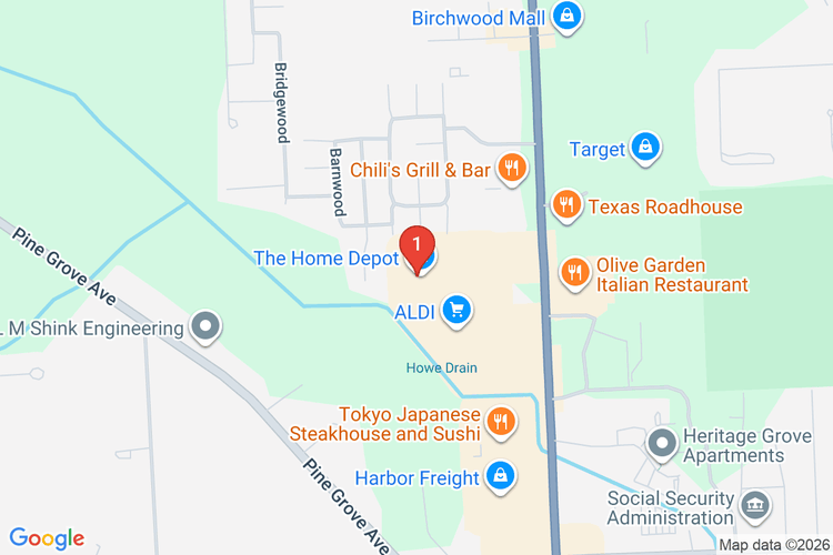 Map showing HOME DEPOT #2733 location