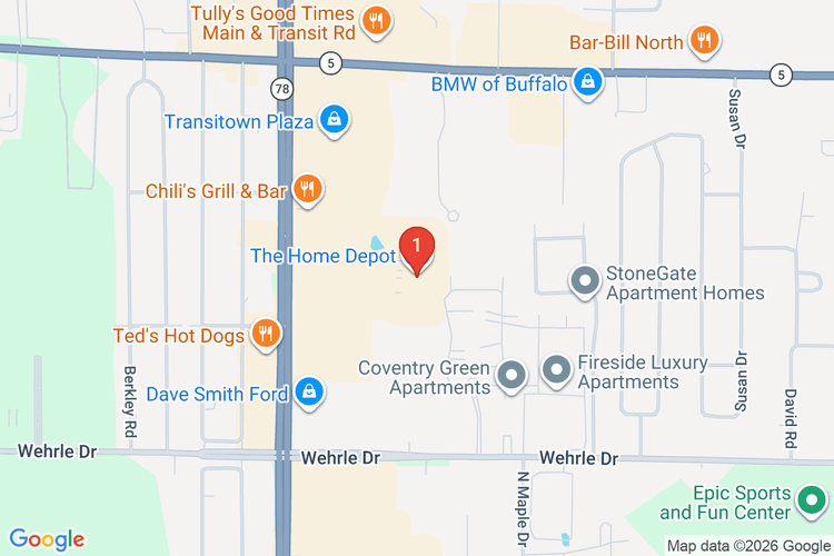 Map showing HOME DEPOT #1230 location