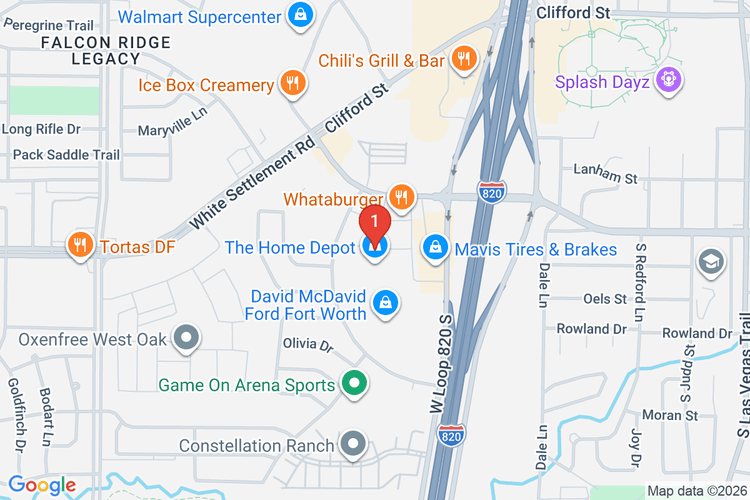 Map showing HOME DEPOT #8521 location