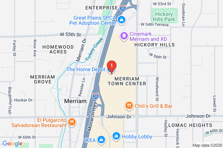 Map showing HOME DEPOT #2202 location