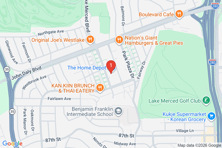 Map showing HOME DEPOT #1092 location
