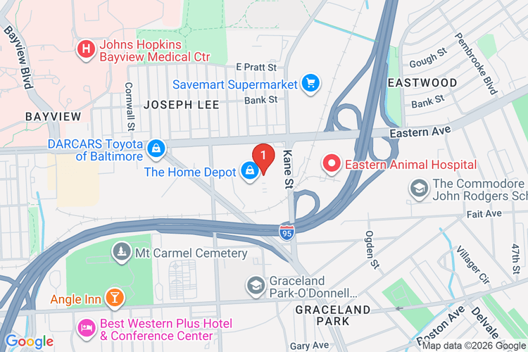 Map showing HOME DEPOT #2505 location