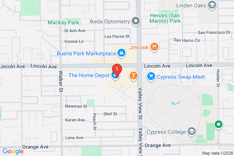 Map showing HOME DEPOT #6650 location