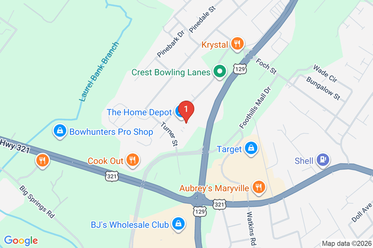 Map showing HOME DEPOT #0724 location