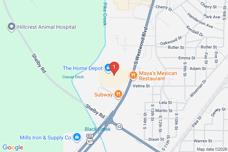 Map showing HOME DEPOT #3033 location