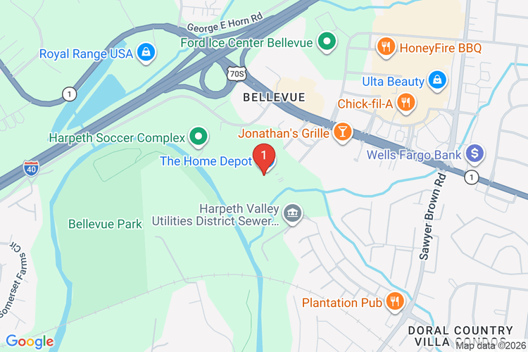 Map showing HOME DEPOT #0722 location