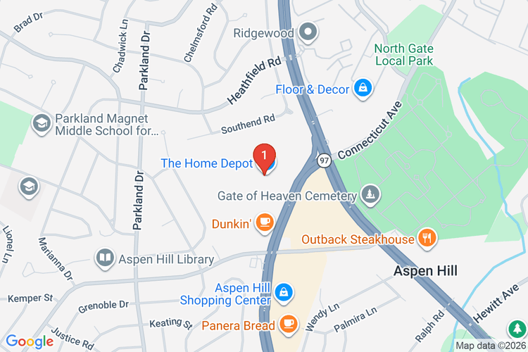 Map showing HOME DEPOT #2558 location