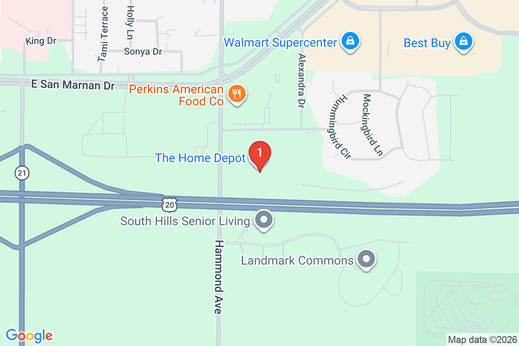 Map showing HOME DEPOT #2101 location