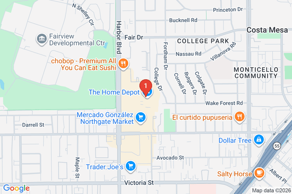 Map showing HOME DEPOT #6664 location
