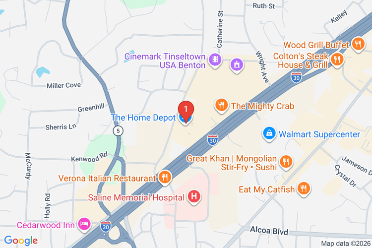 Map showing HOME DEPOT #1405 location