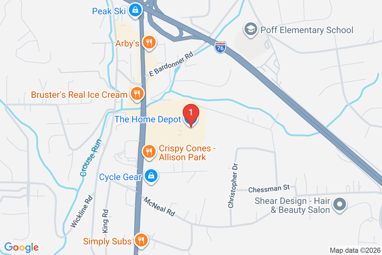 Map showing HOME DEPOT #4152 location