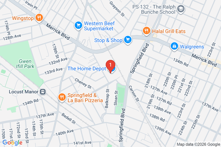 Map showing HOME DEPOT #1238 location