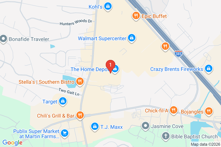 Map showing HOME DEPOT #1124 location