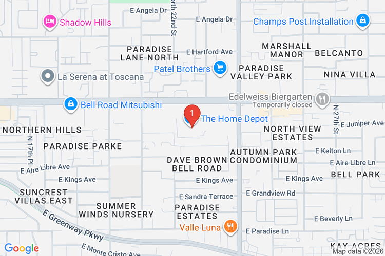 Map showing HOME DEPOT #0401 location