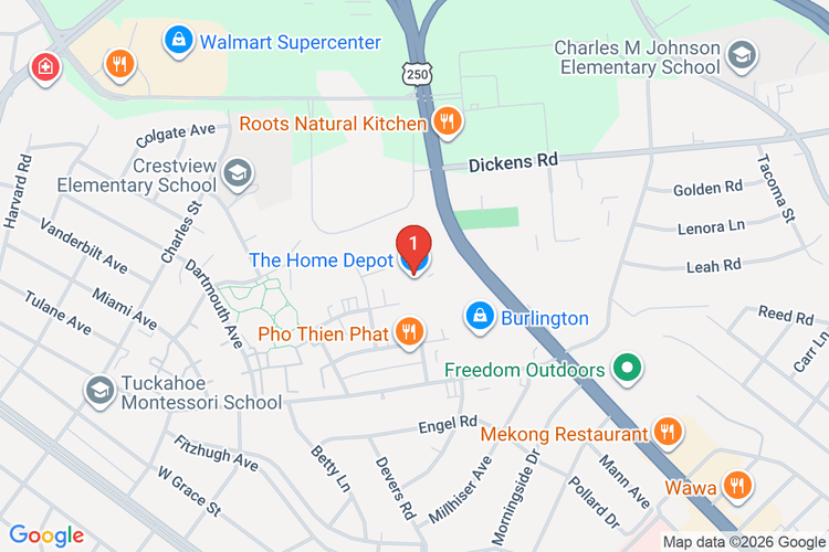 Map showing HOME DEPOT #4632 location