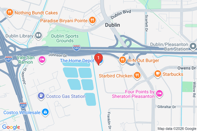 Map showing HOME DEPOT #0629 location