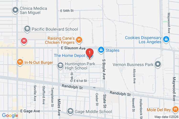 Map showing HOME DEPOT #1002 location
