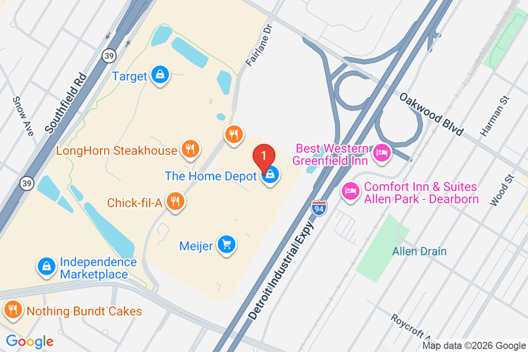 Map showing HOME DEPOT #6821 location