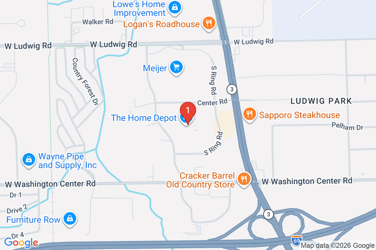 Map showing HOME DEPOT #2009 location