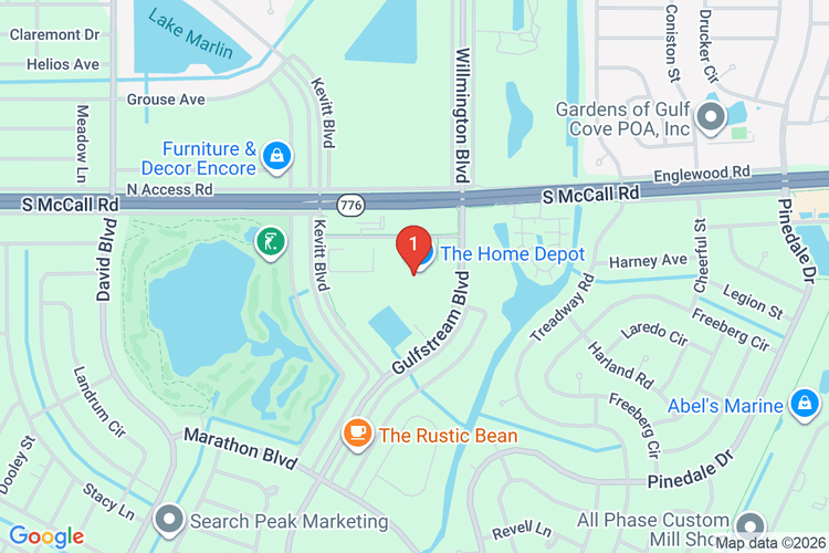 Map showing HOME DEPOT #1855 location