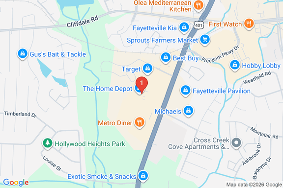 Map showing HOME DEPOT #3626 location