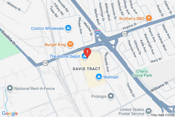 Map showing HOME DEPOT #0625 location