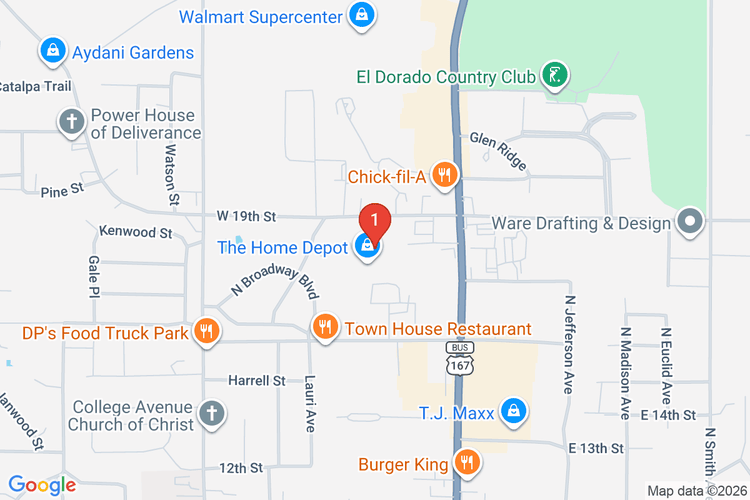 Map showing HOME DEPOT #8537 location
