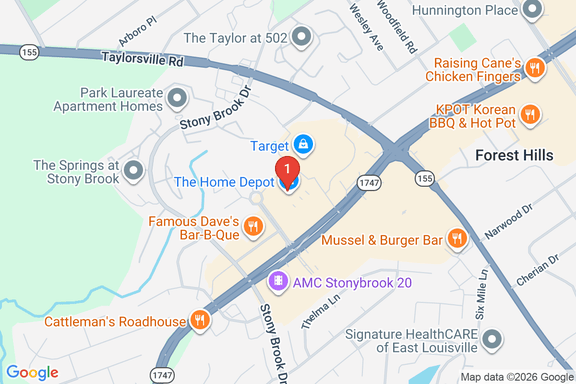 Map showing HOME DEPOT #2301 location
