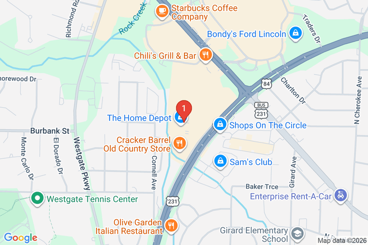 Map showing HOME DEPOT #0808 location