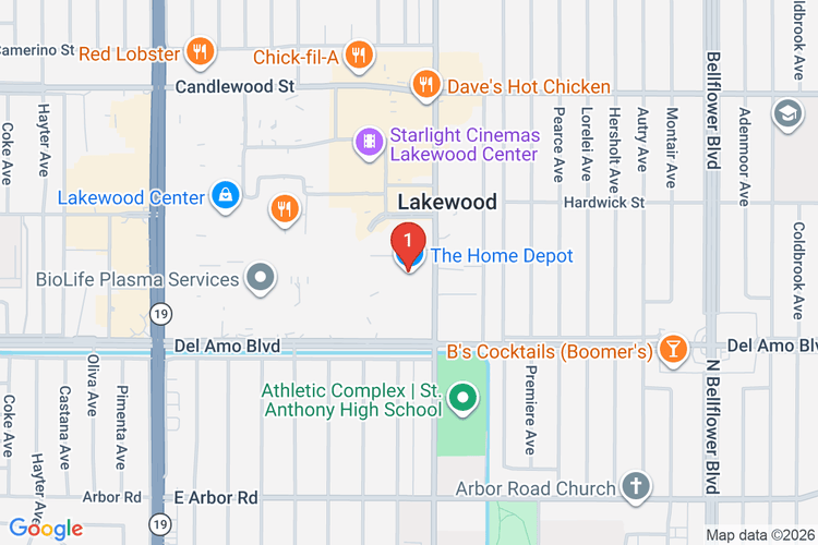 Map showing HOME DEPOT #6614 location