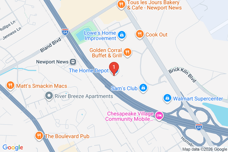 Map showing HOME DEPOT #4613 location