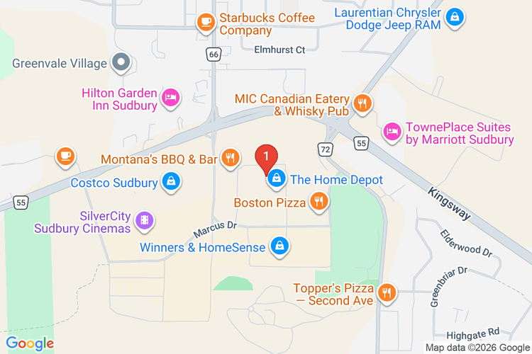 Map showing HOME DEPOT CAN #7022 location