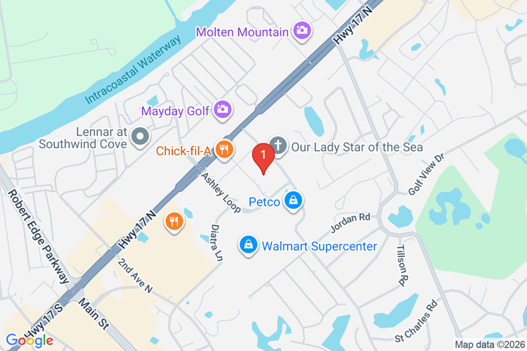 Map showing HOME DEPOT #1121 location