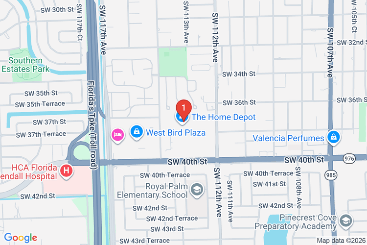 Map showing HOME DEPOT #0206 location